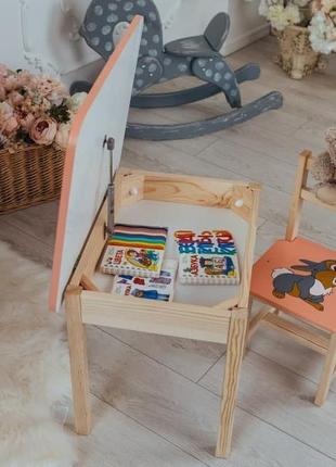 Стол и стул детские из натурального дерева. для учебы,рисования,игры. стол с ящиком и стульчик. на подарок9 фото