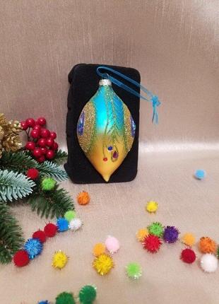 Елочная игрушка новогодний декор перо жар птицы.2 фото