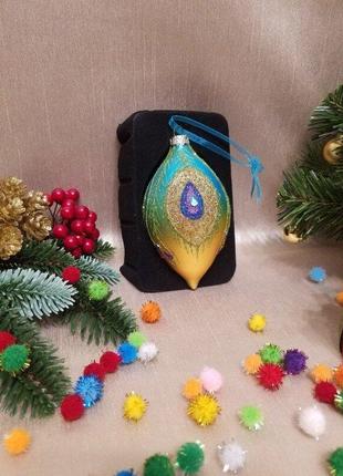 Елочная игрушка новогодний декор перо жар птицы.