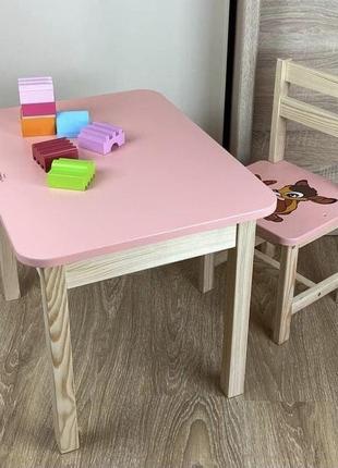 На подарок детский стол и стул. для учебы, рисования, игры. стол с ящиком и стульчик розовый