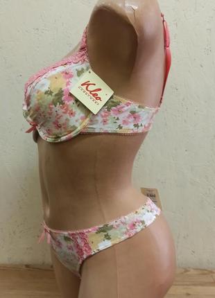 Kleo комплект женского нижнего белья на пушапе белый с розовым р 80в4 фото