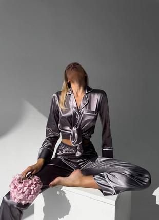 Брендова жіноча піжама із натурального шовку сатин victoria's secret5 фото