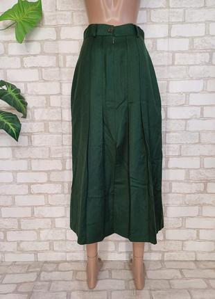Новая мега теплая юбка миди плиссе со 100 % шерсти в цвете бутылка, размер хс-с2 фото