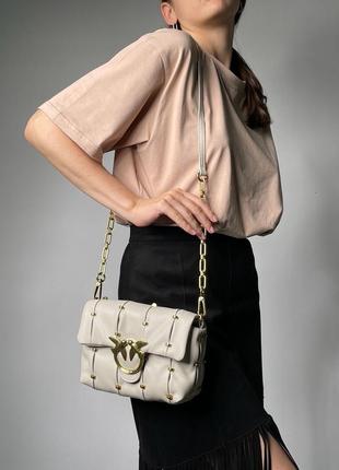 Фірмова жіноча сумка pinko з мʼягкої шкіри преміум якості пінко