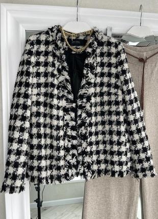 Zara пиджак гусиная лапка шерстяной жакет1 фото