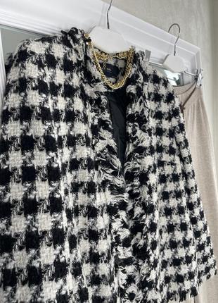 Zara пиджак гусиная лапка шерстяной жакет6 фото