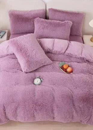 Теплая травка постельный пушистый постельный комплект евро. есть цвета5 фото