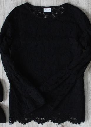 Чёрная кружевная блуза vila