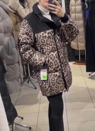 Зимняя куртка с капюшоном леопард1 фото