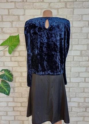 Фирменная primark нарядная блуза с велюра с переливами в темно синем цвете, размер л-хл2 фото