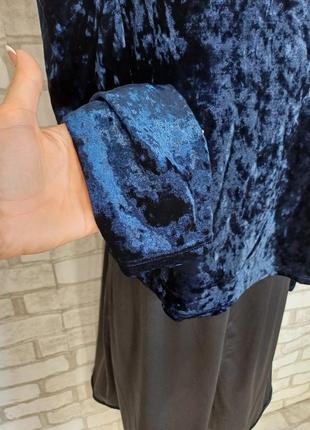 Фирменная primark нарядная блуза с велюра с переливами в темно синем цвете, размер л-хл8 фото