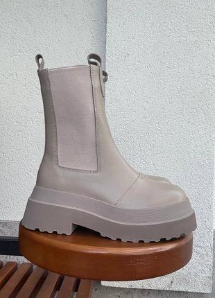 Ботинки сапоги зима натуральная кожа беж 3756