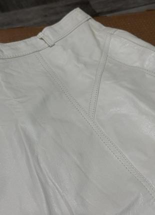 Кожаная юбка белая5 фото