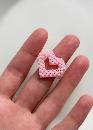 Кільце серце з бісеру, каблучка сердечко, ніжне колечко, подарунок коханій дівчині