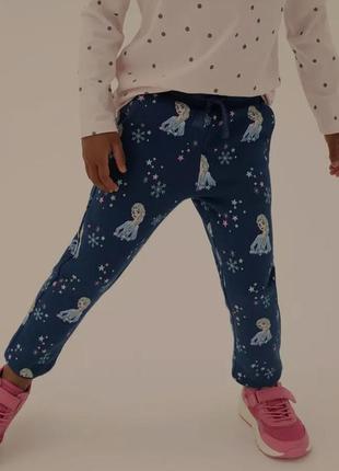 Теплые брюки девочке с эльзой на 2-3 года2 фото