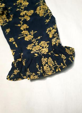 Платье миди с длинными рукавами с карманами черное в желтых цветах р s3 фото
