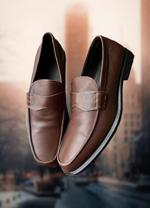 Шкіряні туфлі лофери hugo boss оригінальні коричневі