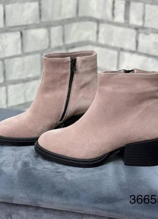 Ботильйони натуральна замша замш замшеві жіночі черника на каблуку підборах демісезонні черевики туфлі ботінки ботинки чоботи сапожки осінні весняні