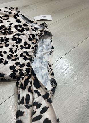Новая нарядная леопардовая кофта лонгслив блуза с узелком и разрезами на рукавах yoins4 фото