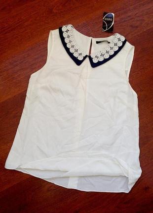 38-40р. молочная блузка с воротничком, вискоза oasis