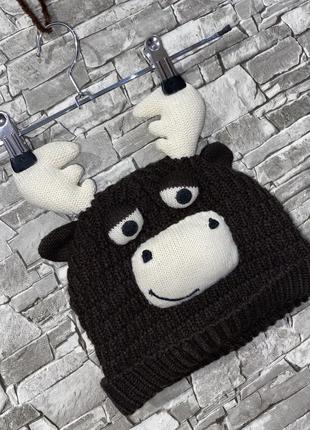 Шапка, теплая шапка, новогодняя шапка, шапка с оленем