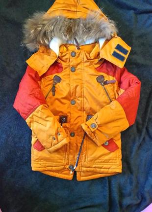 Очень теплая,фирменная зимняя куртка-парка на мальчика1 фото
