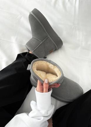 Женские угги mini platform cool grey suede 🤍7 фото