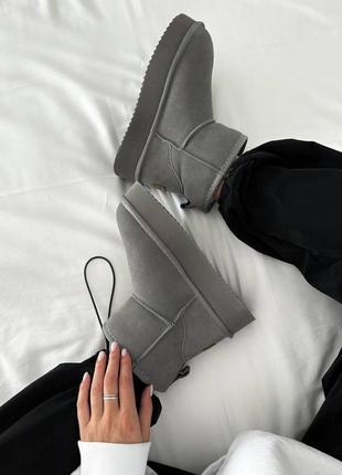 Женские угги mini platform cool grey suede 🤍6 фото