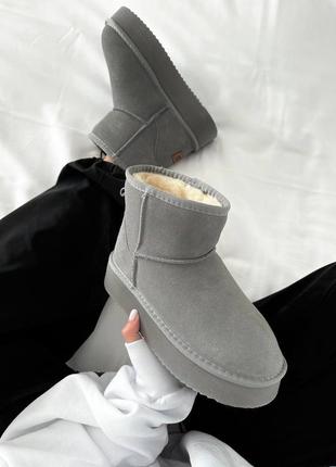 Женские угги mini platform cool grey suede 🤍8 фото