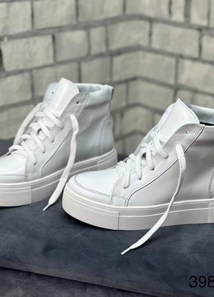 Черевики натуральна шкіра шкіряні жіночі білі на шнурівці ботинки ботінки чоботи сапожки кросівки осінні весняні