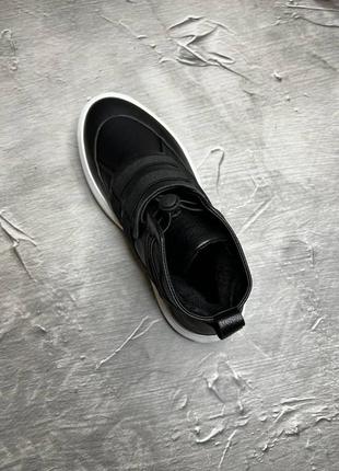 Зимові молодіжні черевики/кросівки з натуральної шкіри чорні на білій підошві, мужские зимние качественные ботинки7 фото