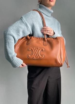 Жіноча велика світло коричнева сумка celine1 фото