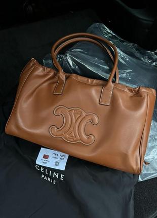 Жіноча велика світло коричнева сумка celine3 фото