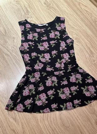 Майка блуза вышиванка майка с баской имитация вышиванки майка в цветах