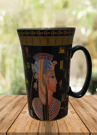 Египетская графическая коллекционная кружка чашка фараона чёрный цвет монно бангладеш1 фото