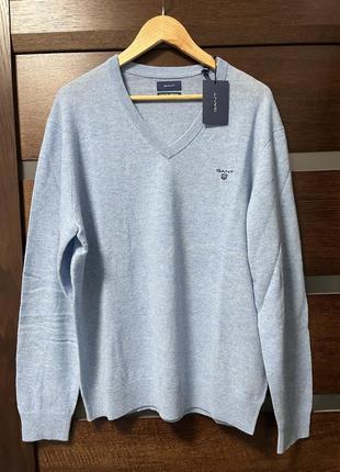 Свитер(пуловер) gant lambswool голубий, новый4 фото