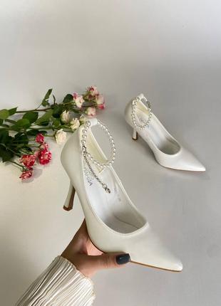 Туфли лодочки женские нарядные белые свадебные