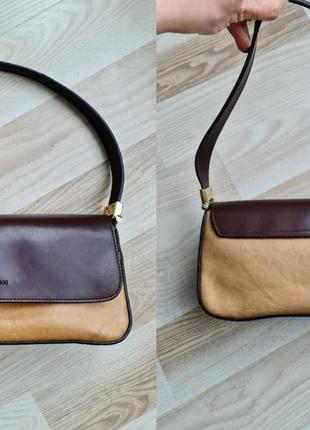 Кожаная сумка багет коричневая сумка кэмэл женская на плечо маленькая сумка прямоугольная2 фото
