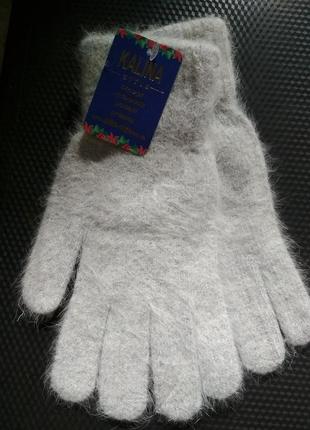 Розпродаж, рукавиці жіночі, ангорові, одинарні, колір сірий