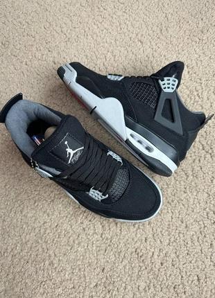 Кроссовки nike air jordan 4 retro se black canvas premium