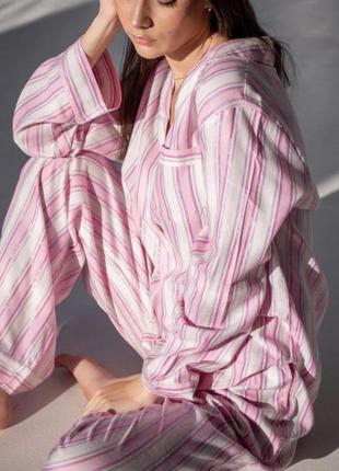Пижама женская набор для сна со штанами классный стильный в полоску красивый удобный практичный натуральная ткань
