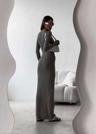 Трендова сукня максі колір  : чорний , графіт , шоколад3 фото