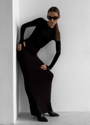 Трендова сукня максі колір  : чорний , графіт , шоколад4 фото