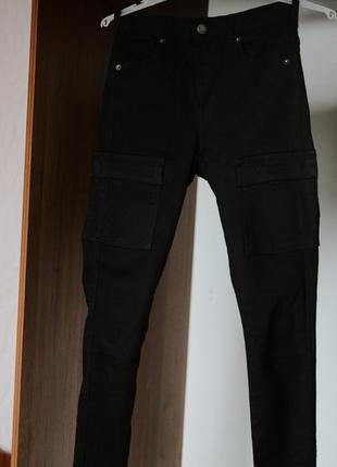 Черные плотные скинни джинсы3 фото