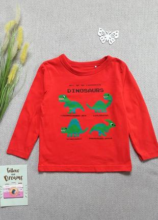 Детский реглан лонгслив 12-18 мес кофточка динозавр футболка с длинным рукавом для мальчика