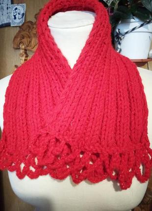 Красный воротник шарф хендмейд винтаж1 фото