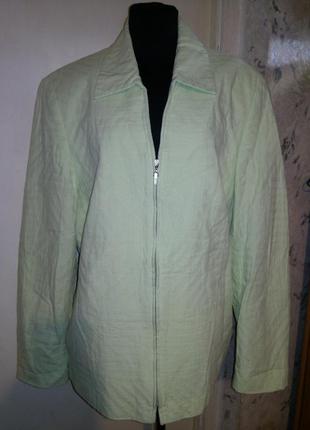 Натуральная,коттон,фисташковая (фото2) жакет-куртка-ветровка,большого размера,италия