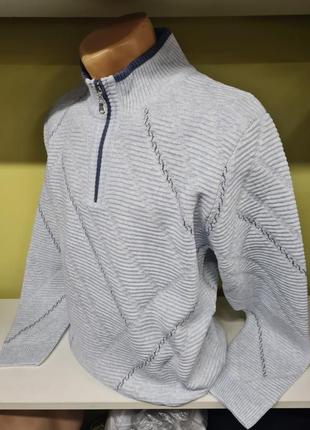 Мужской свитер на коротком замке, свитер гольф з горлом на молнии, свитер кофта с горлом стойка, мужской свитер кофта, свитер белый мужской8 фото