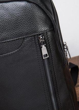 Мужской кожаный рюкзак для ноутбука черный tiding bag3 фото