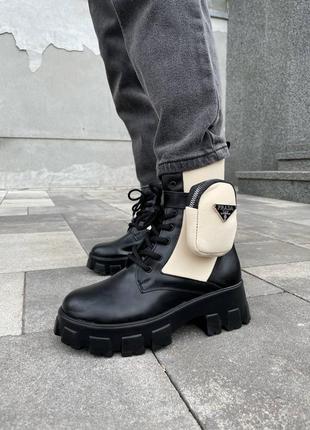 Черевики prada boots black/beige2 фото